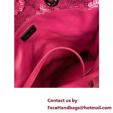 CHANEL Sequins  &  Black Metal FUCHSIA  &  Black Shopping Bag AS4856 2024